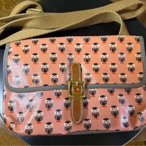 Fossil Purse Coated Canvas Handbag Owl Crossbody Bird Bag